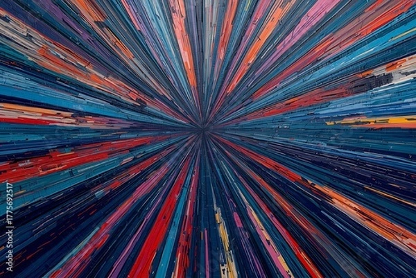 Fototapeta Oil painting with beautiful colorful radial lines, rich impasto texture, and dramatic fine art style.