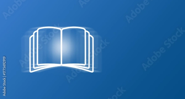 Obraz book icon on a blue background with shadow