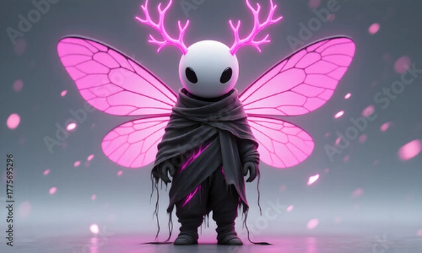 Fototapeta Mystical Creature with Glowing Antlers and Wings in Dreamy Environment