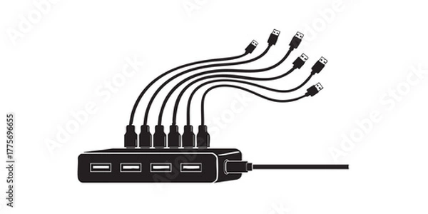 Obraz USB hub with cables icon vector