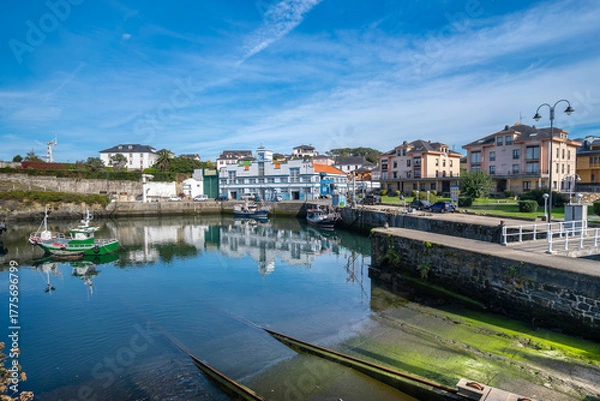 Obraz Puerto de Vega town with a blue sky. Navia. Asturias. Spain