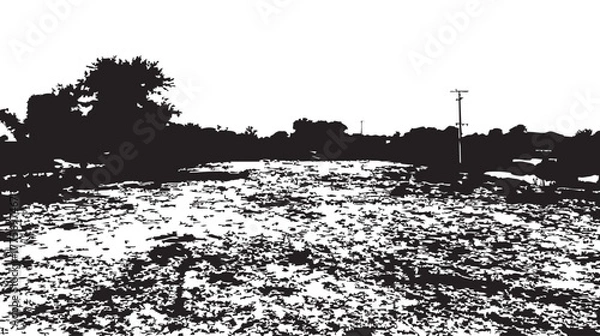 Obraz Black and White Countryside Field Silhouette