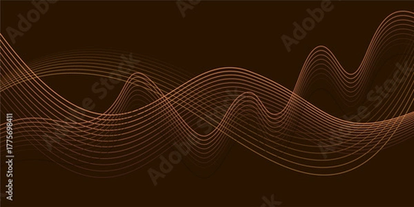 Obraz Elegant Brown Abstract Wave Line Background – Modern Curved Golden Brown Gradient Design with Flowing Lines for Banner, Presentation, Wallpaper, and Graphic Template