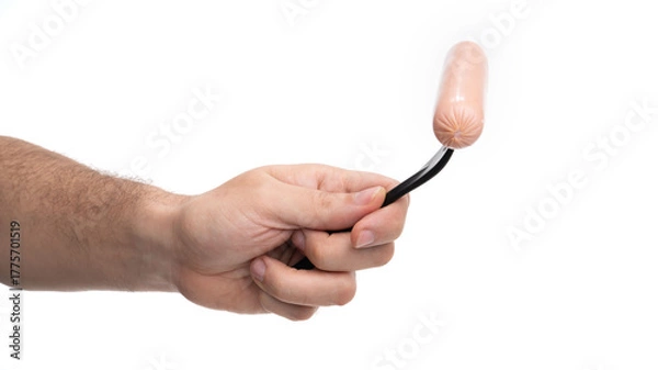 Obraz Creative use of a hot dog on a stick for a fun food experience during a backyard barbecue celebration