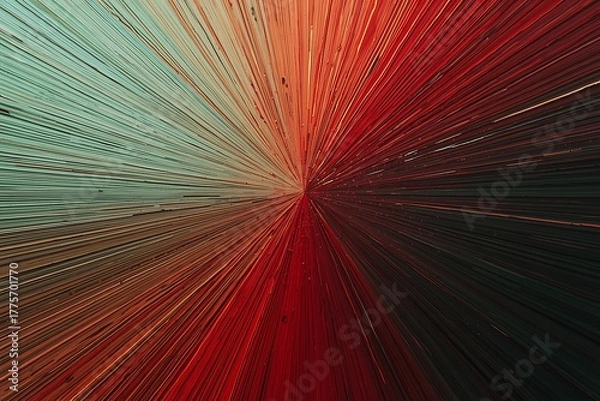 Fototapeta Oil painting with red and green radial lines, rich impasto texture, and dramatic fine art style.