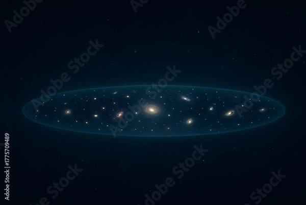 Obraz Conceptual Visualization of the Observable Universe as a Disc in Deep Space.