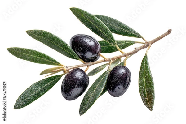 Fototapeta Close-up of a branch with dark olives and leaves