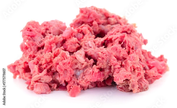 Obraz Portion of raw ground meat isolated on white background
