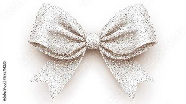 Obraz Elegant silver glitter bow isolated on a white background