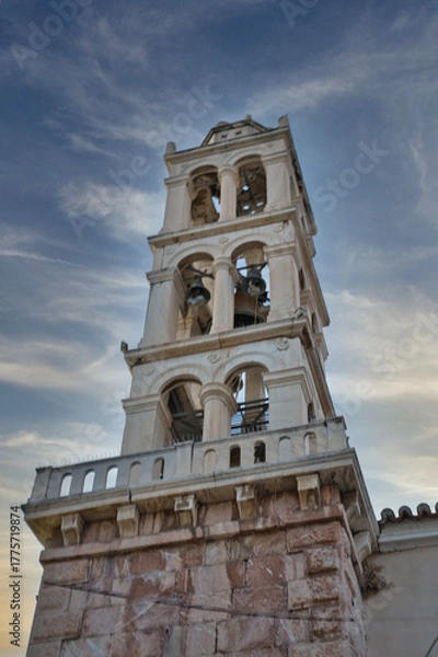 Obraz Historic bell tower with stone base in Nafplio, Peloponnese, Greece