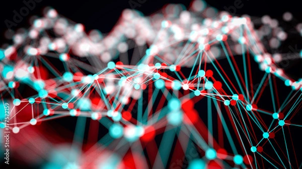 Fototapeta Anaglyph stereoscopic wireframe of light 3d illustration