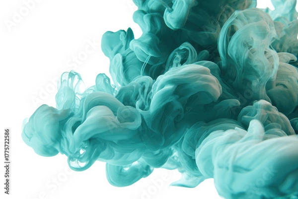 Fototapeta Teal ink swirling in abstract patterns