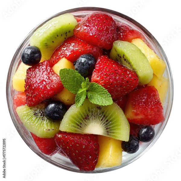 Obraz Vibrant fruit salad in a clear bowl