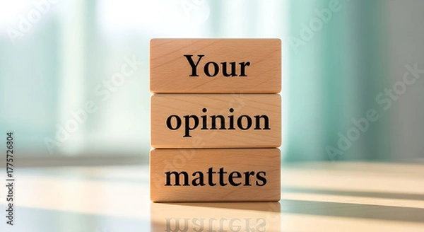 Obraz Opinion Matters Feedback Survey Blocks Wooden Copy Space