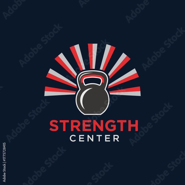 Fototapeta Dynamic kettlebell emblem for fitness training and strength development