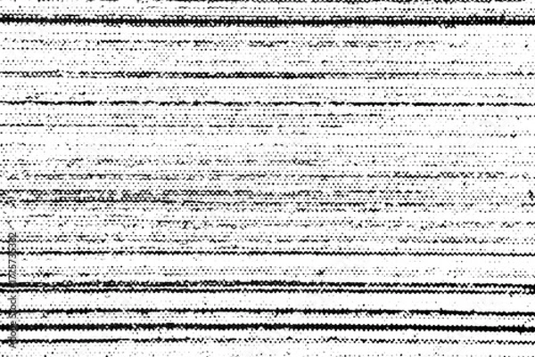 Fototapeta Rough horizontal lines with a distressed halftone texture resembling scanline interference on a transparent background.