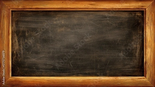 Fototapeta Rustic Blackboard Framed in Wood Ready for Writing Messages or Lessons in a Cozy Classroom or Cafe Setting