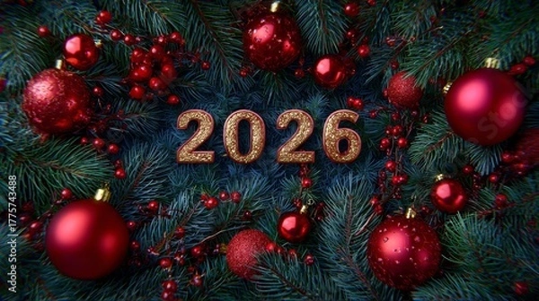 Obraz Christmas background with bold 2026 numbers