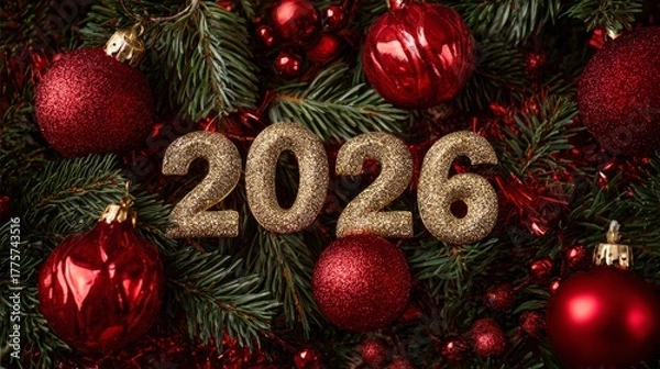 Obraz Christmas background with bold 2026 numbers
