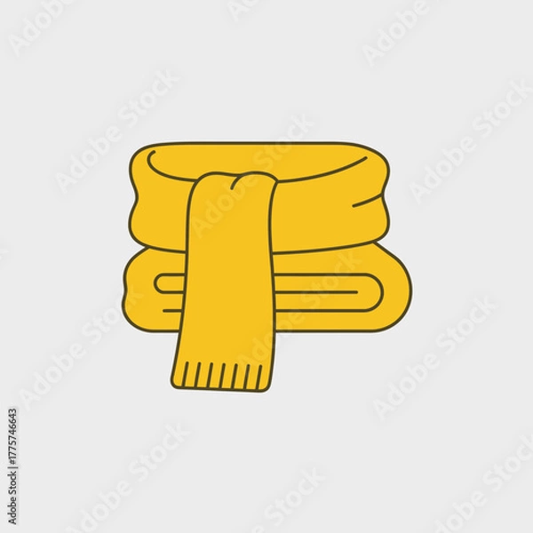 Obraz A folded yellow scarf with fringe is stacked on top of another.