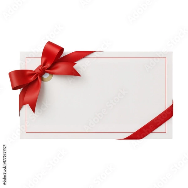 Fototapeta Minimalist Holiday Card with Red Ribbon – Elegant Simplicity for Festive Greetings

