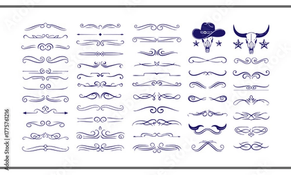 Fototapeta Elegant decorative dividers, ornate line separators, vintage flourish designs, whimsical borders, and charming embellishments for creative projects, invitations, and layouts