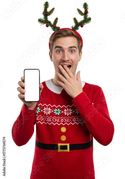 Fototapeta man with christmas hat