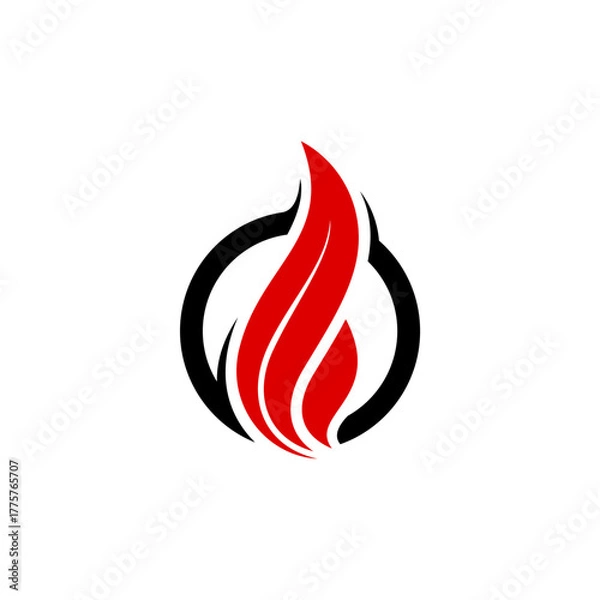Fototapeta modern fire logo design vector with flat style