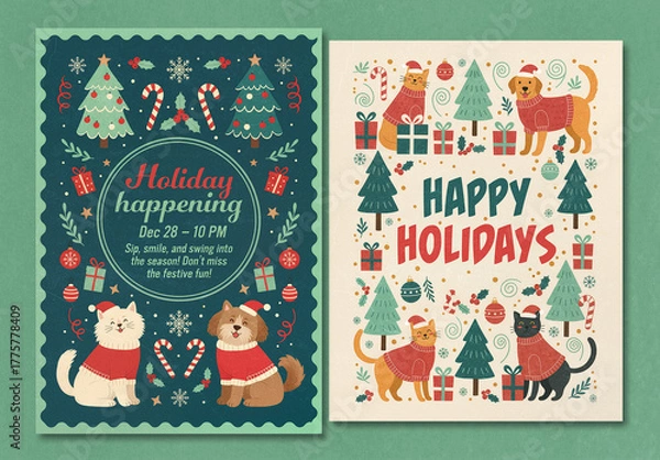Obraz Happy Holidays Pet Flyer Template