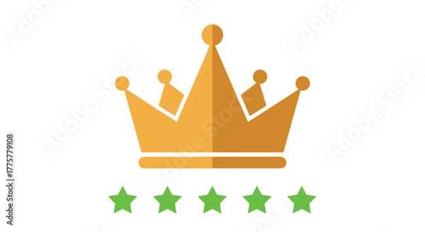 Obraz Golden crown icon with five navy stars below royalty symbol