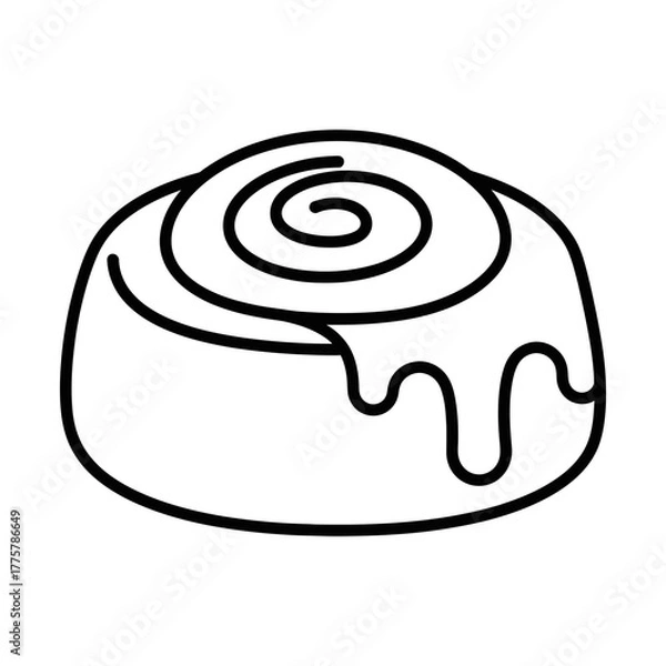Obraz cinnamon roll line icon representing sweet bakery pastry and dessert