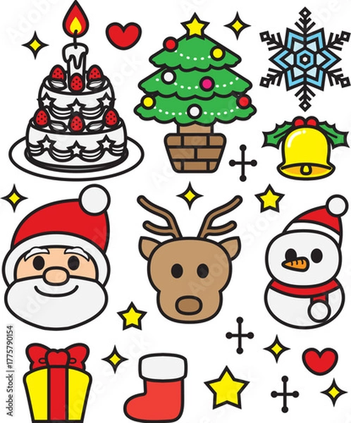 Fototapeta Cute Christmas Lettering Set | Calligraphy & Greeting Text for Commercial Design(color)-かわいいクリスマス文字デザインセット｜カリグラフィー・商用グリーティング素材(カラー)