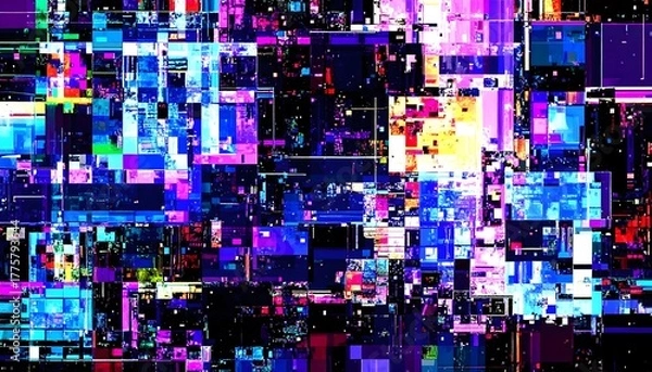 Fototapeta Tech Glitch Art – Premium Abstract Distorted Lines Design