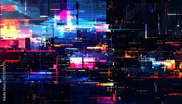Fototapeta Digital Glitch Abstract Background – Premium Futuristic Texture