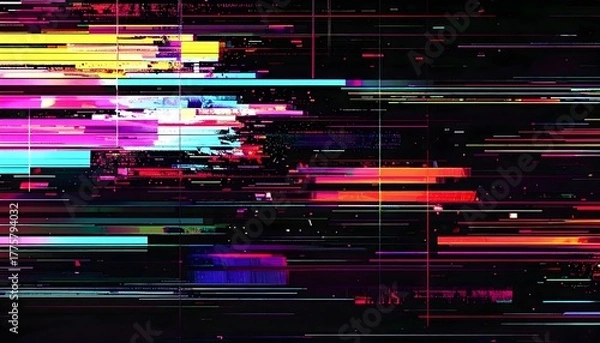 Fototapeta Colorful Glitch Stripes Texture – Premium Futuristic Visual Noise