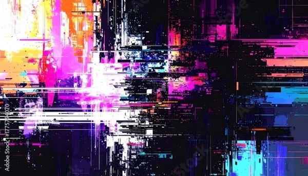 Fototapeta Modern Glitch Lines Background – High Quality Abstract Digital Art