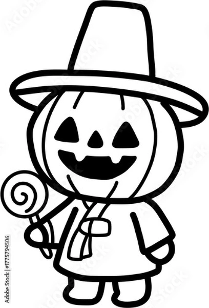 Fototapeta 한복 입은 호박 드로잉