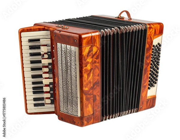 Obraz Detailed illustration of a classic accordion instrument isolated on transparent background