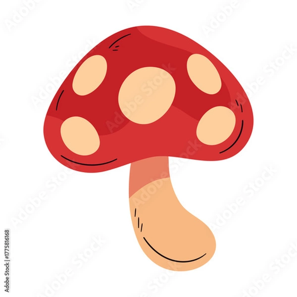 Fototapeta Flat Vector Illustration of a Forest Mushroom