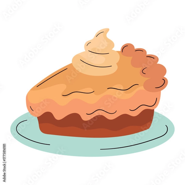 Fototapeta Flat Vector Illustration of a Homemade Apple Pie