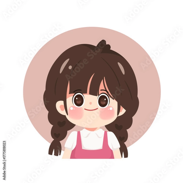 Obraz Happy cartoon cute student girl character hand draw art illustration. Premium vector design.	