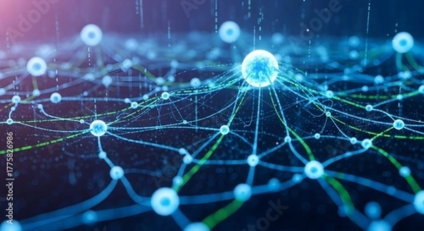 Fototapeta Artificial Intelligence Neural Network Technology Digital Data Connection Concept Isolated background