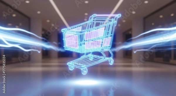 Obraz Futuristic shopping cart concept representing technology and modern retail experiences