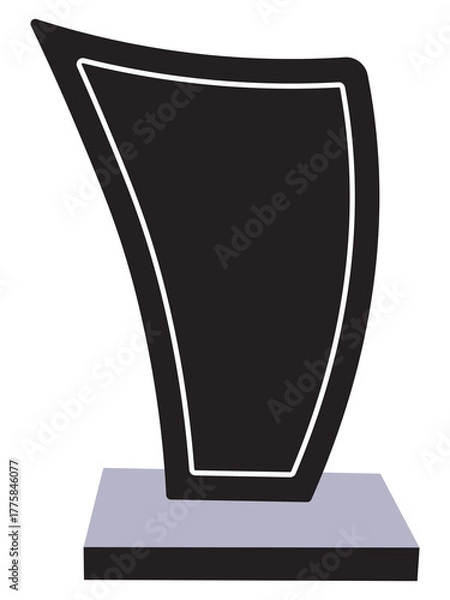 Fototapeta Modern curved trophy award vector illustration, sleek black and silver winning cup for business and success design