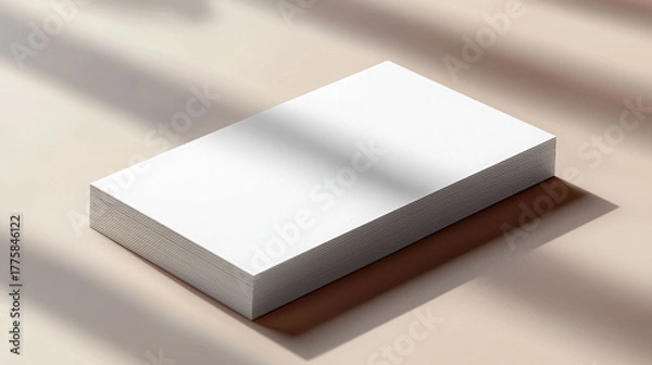 Fototapeta Minimal business card mockup showcasing stack of blank cards with soft shadows