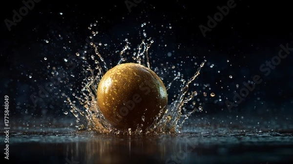 Fototapeta Golden sphere splashing