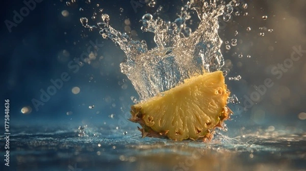 Fototapeta Pineapple slice splashing