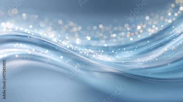 Fototapeta Elegant Blue Abstract Background with Flowing Light Streaks and Bokeh Effects for Creative Projects