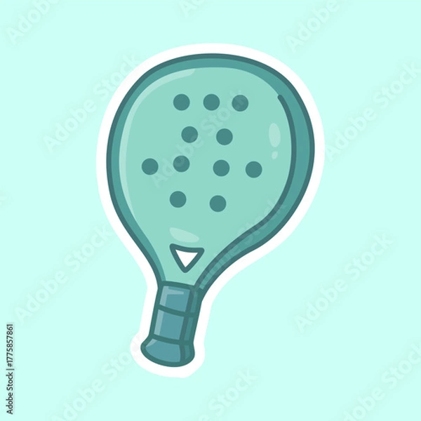 Obraz Cute Green Padel Racket Icon in Flat Pastel Style for Sport and Fitness Graphic Design Projects