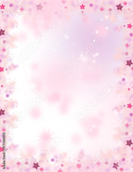 Obraz Winter festive frame template design and copy space with snowflake border.